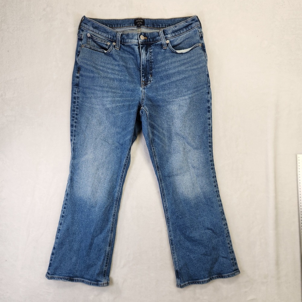 J.Crew Mens Mid-Rise Flare Crop Jeans Blue Medium Wash Denim Size 30
